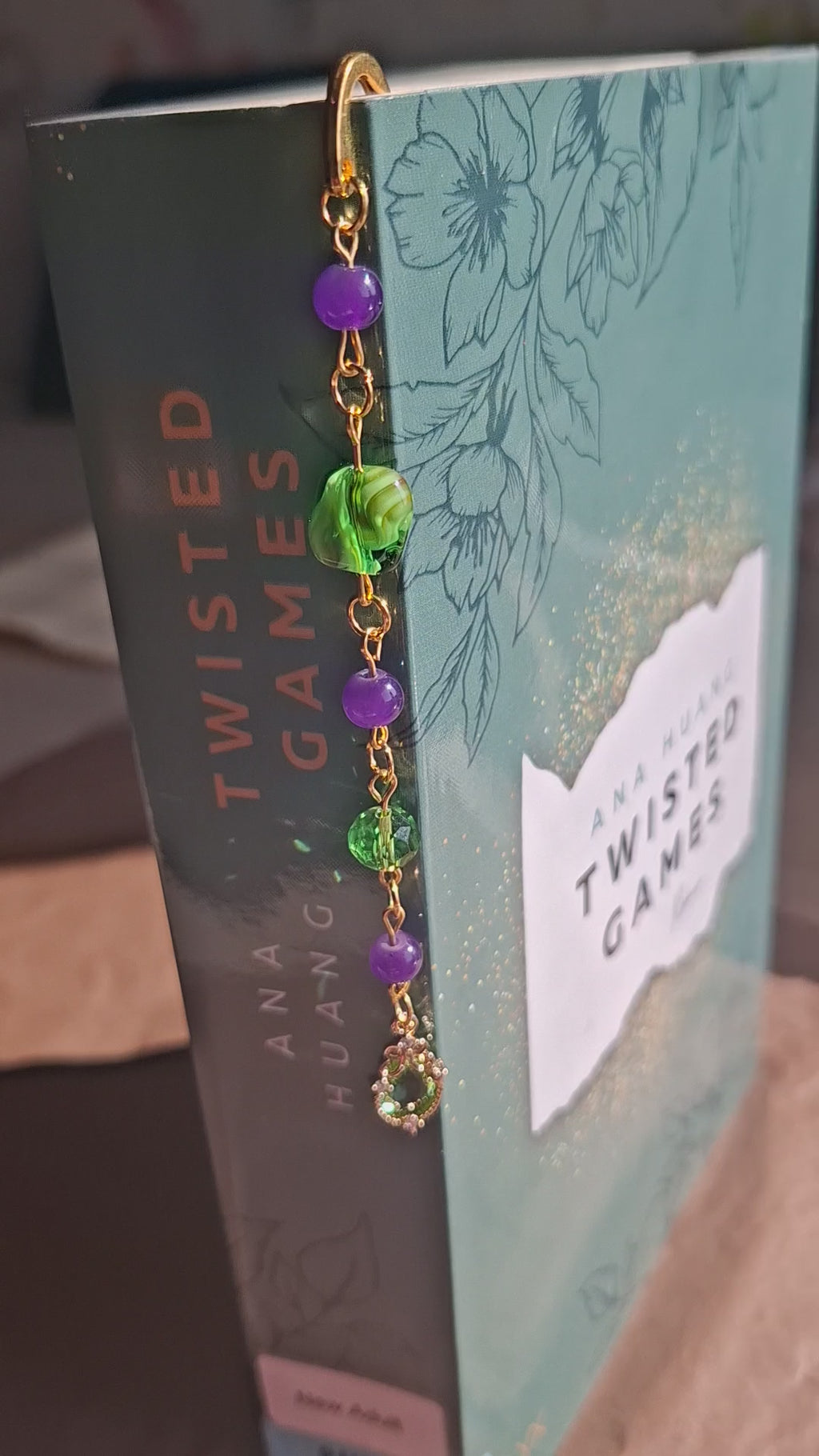 Lesezeichen handmade grün violett gold