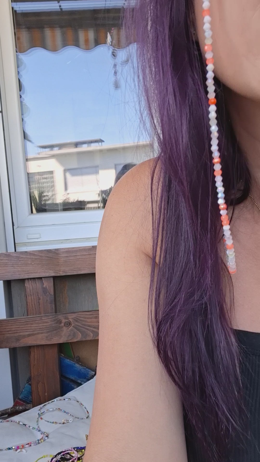 🧡🤍 Sommerliche Sonnenbrillenkette in Koralle & Weiss