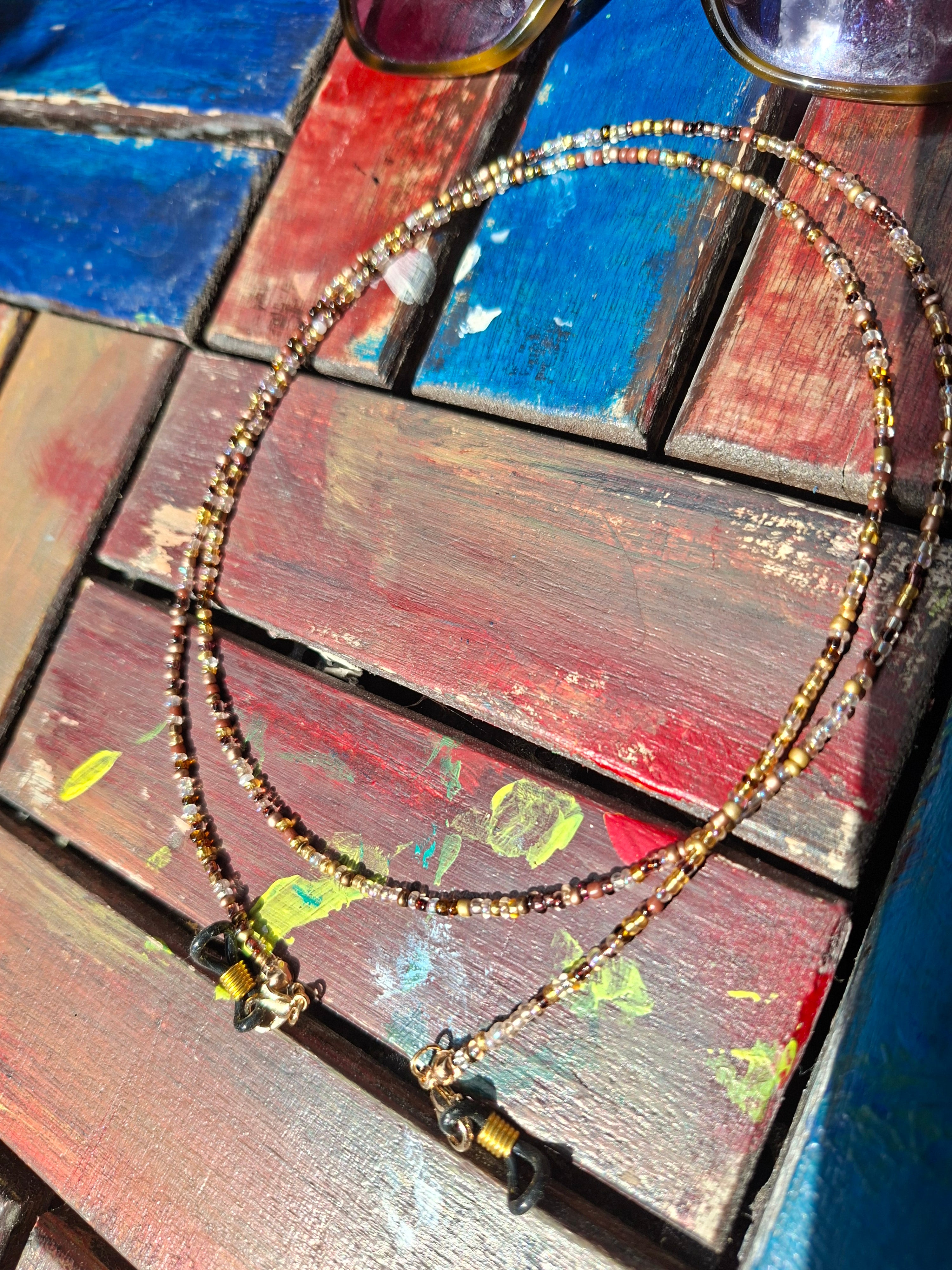 Sonnenbrillenkette braun-gold✨️