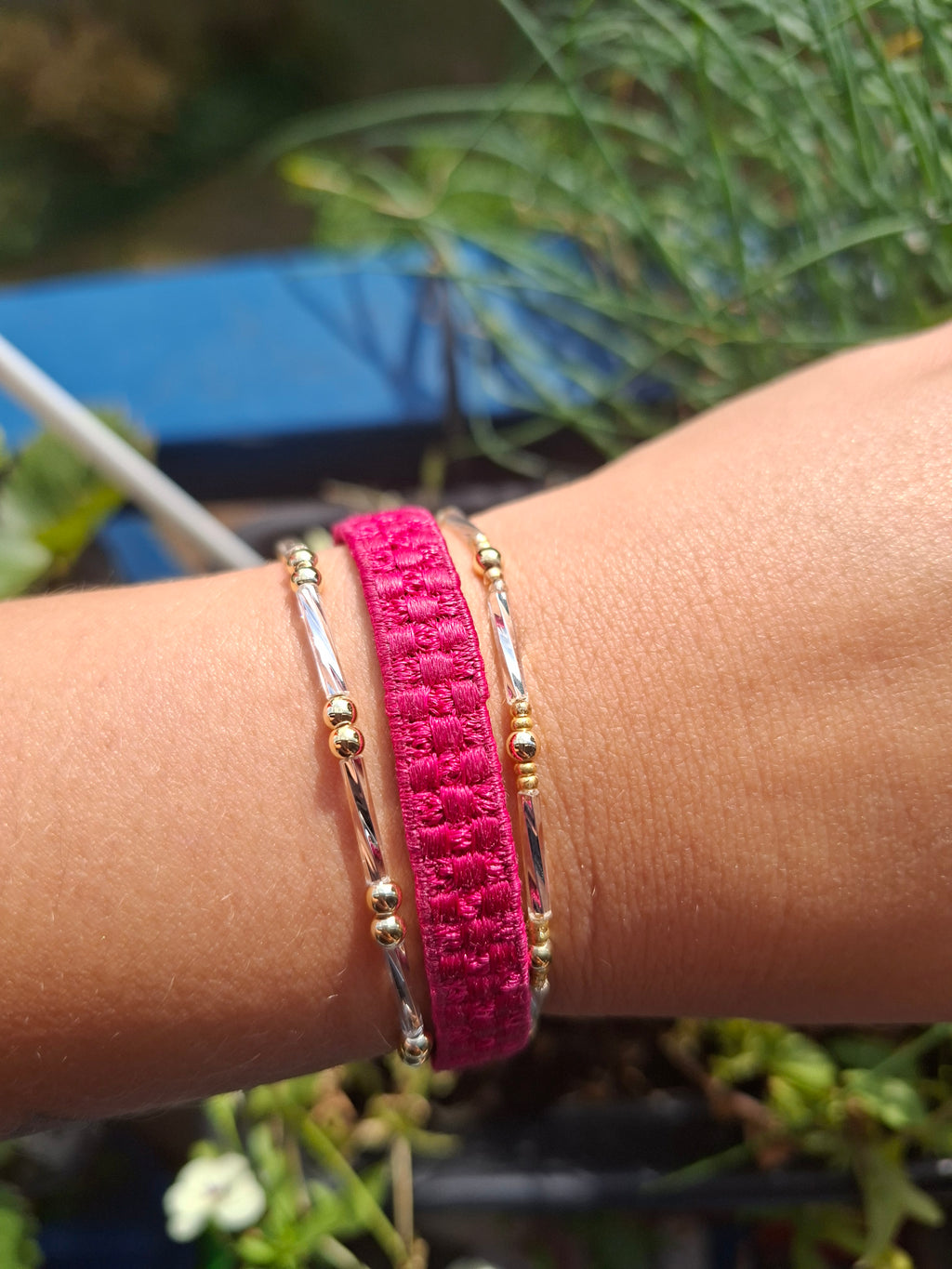 Feines armband gold perlen - gummischnur