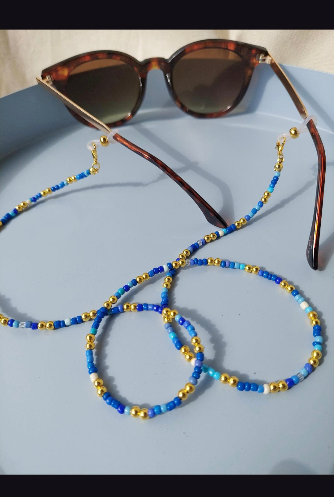 Brillenkette aus Perlen – Blau | Handgemacht