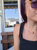 🧡🤍 Sommerliche Sonnenbrillenkette in Koralle & Weiss