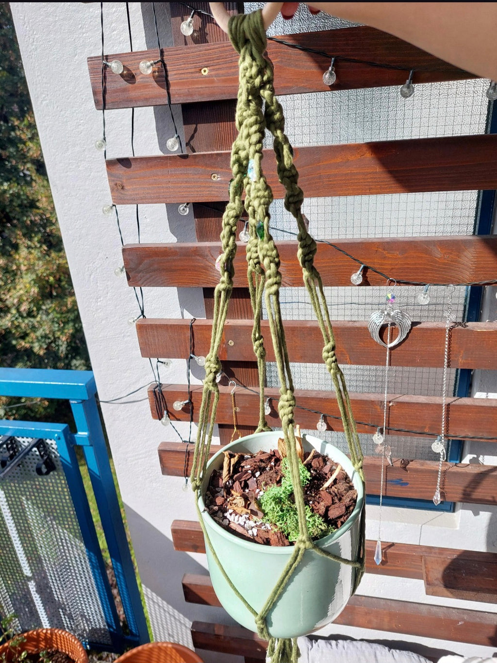 Makramee Blumenampel – Boho Pflanzenhänger Handgemacht