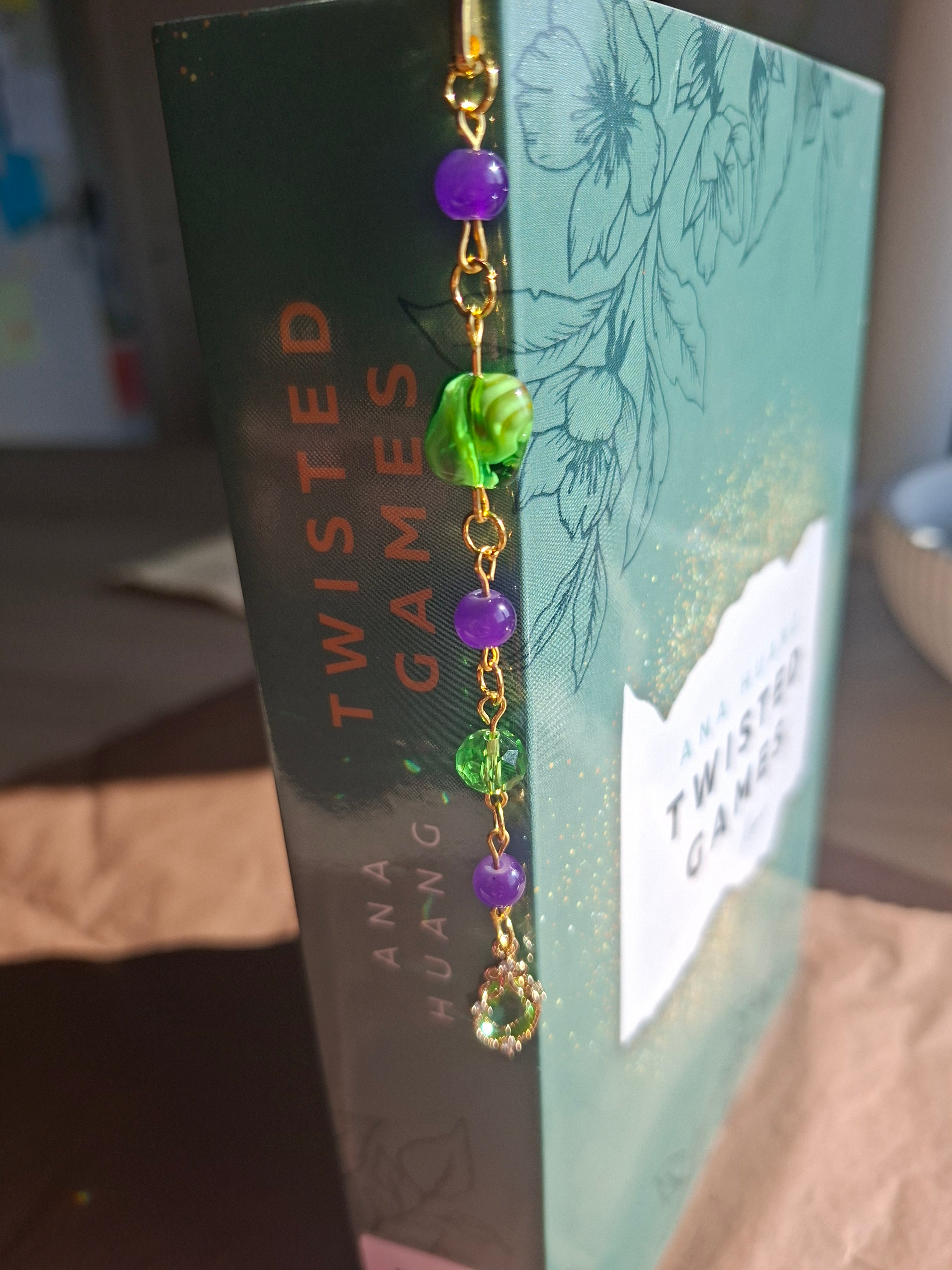 Lesezeichen handmade grün violett gold