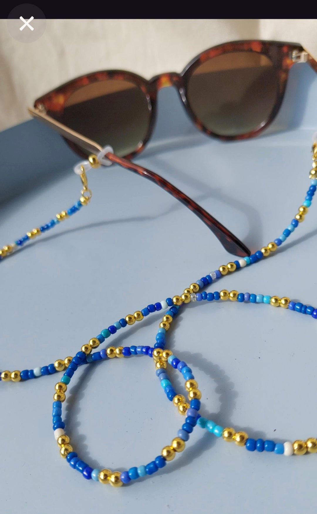 Brillenkette aus Perlen – Blau | Handgemacht