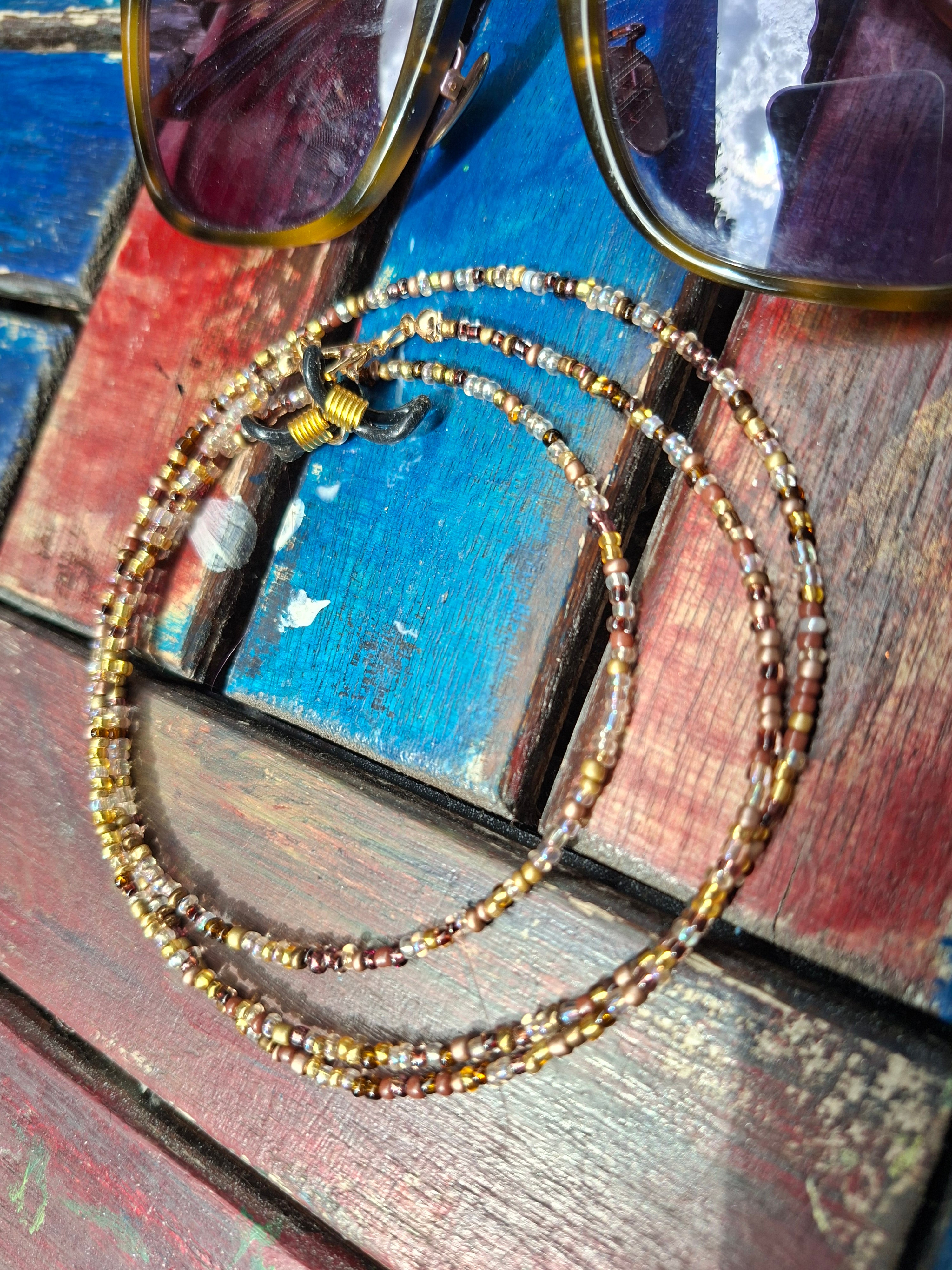 Sonnenbrillenkette braun-gold✨️