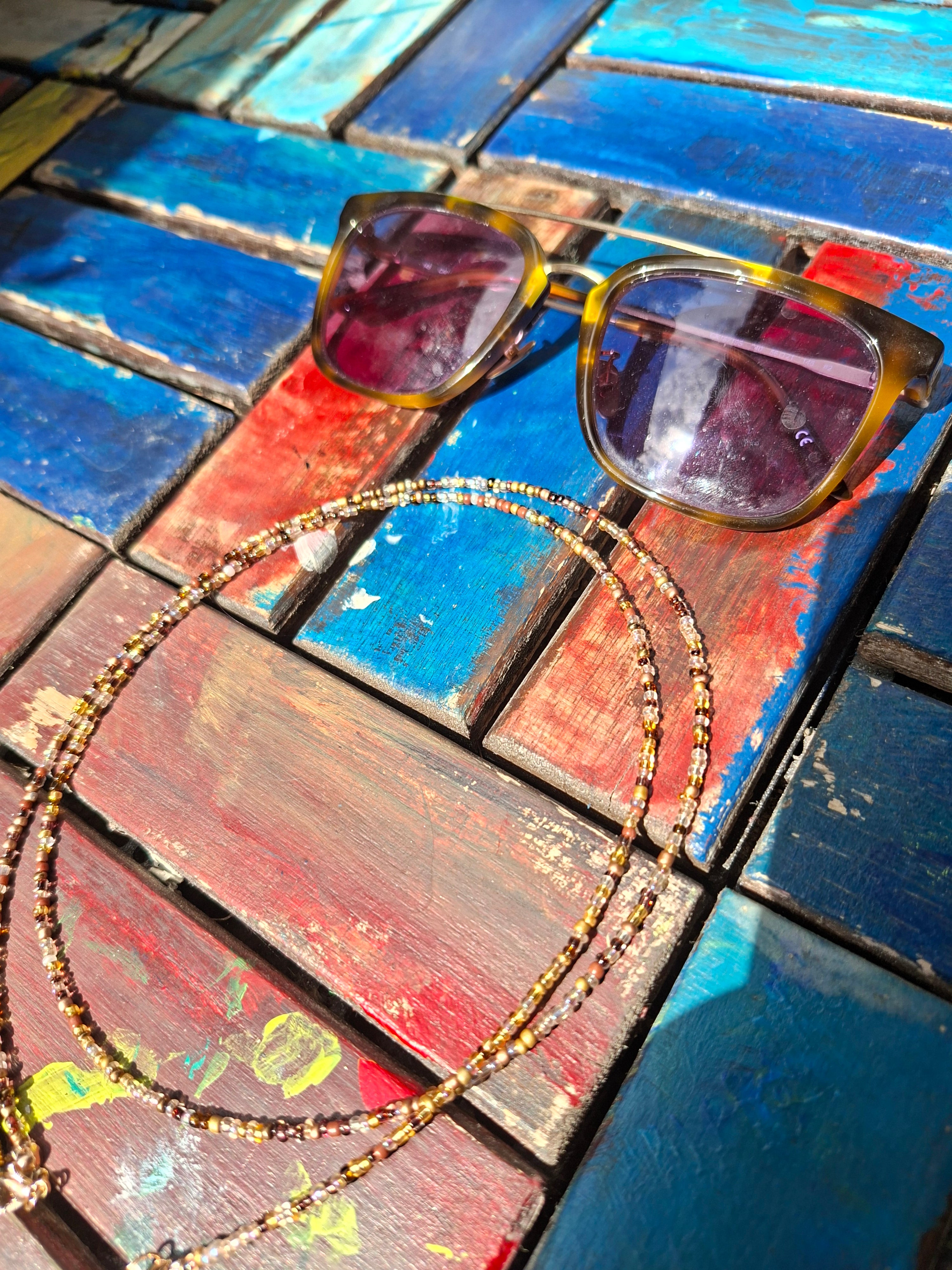 Sonnenbrillenkette braun-gold✨️