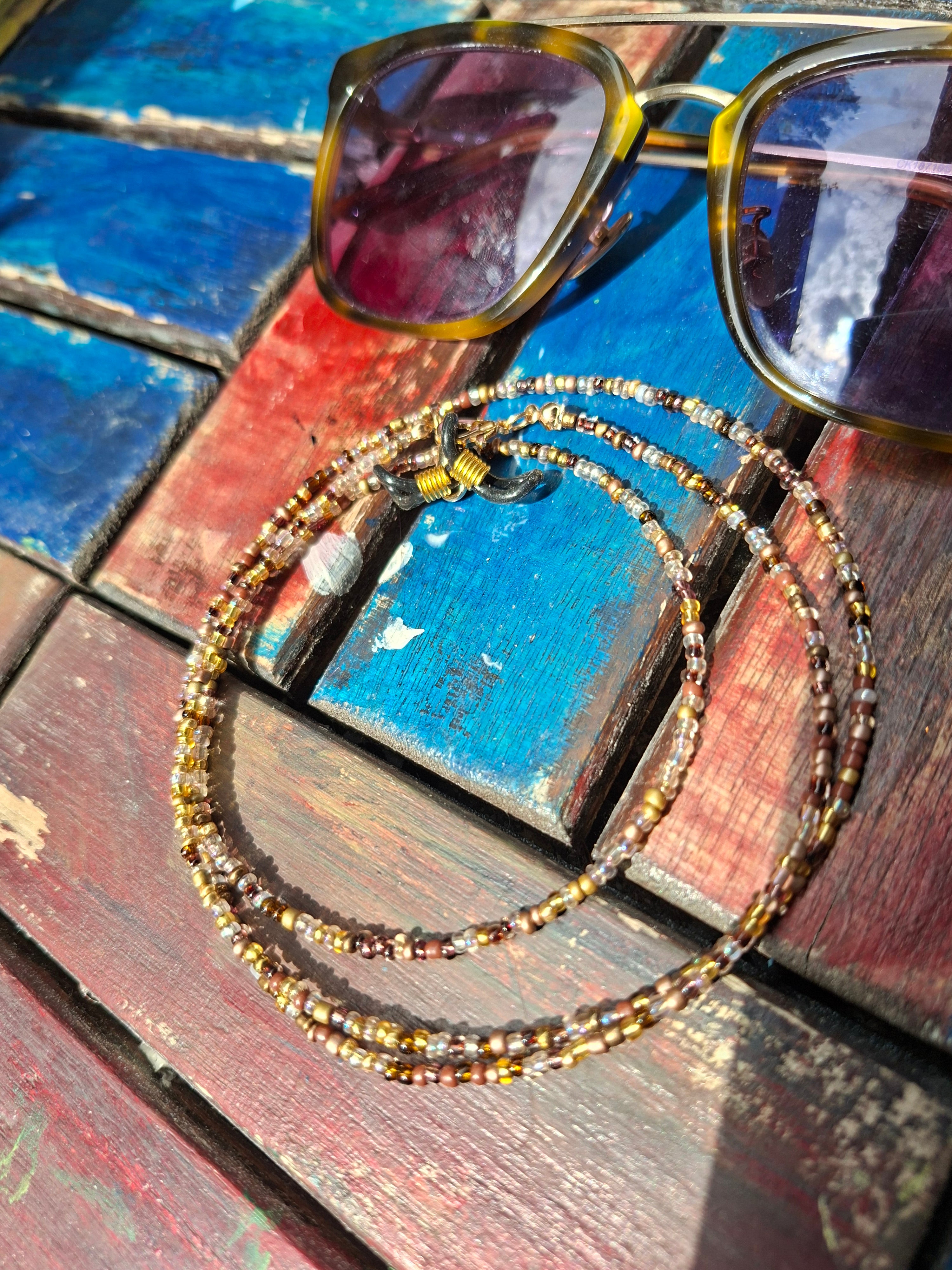 Sonnenbrillenkette braun-gold✨️