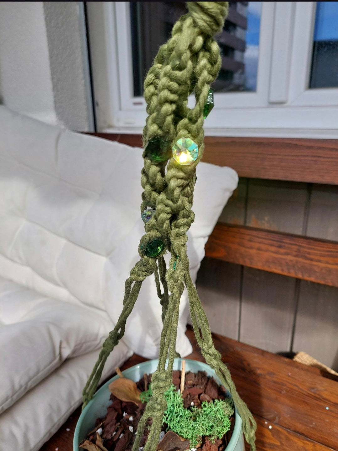 Makramee Blumenampel – Boho Pflanzenhänger Handgemacht