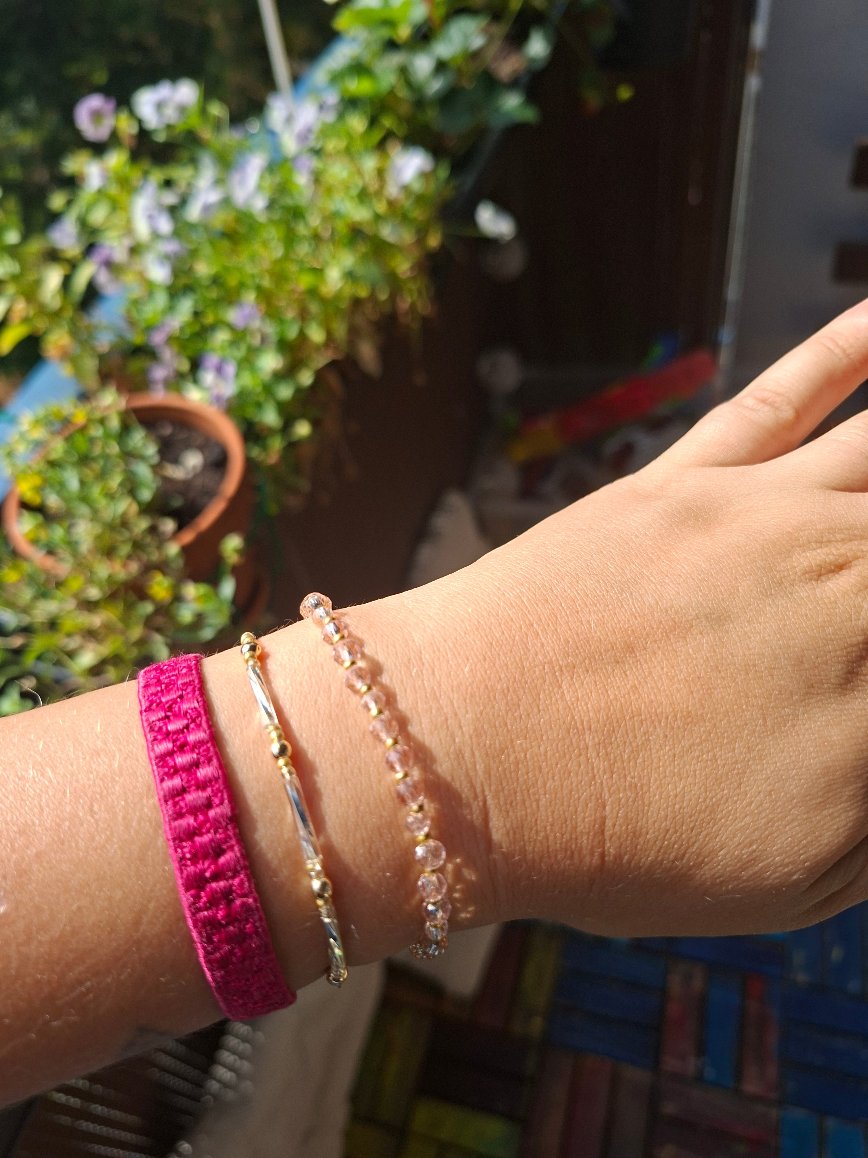 Perlenarmband - feines rosa gold