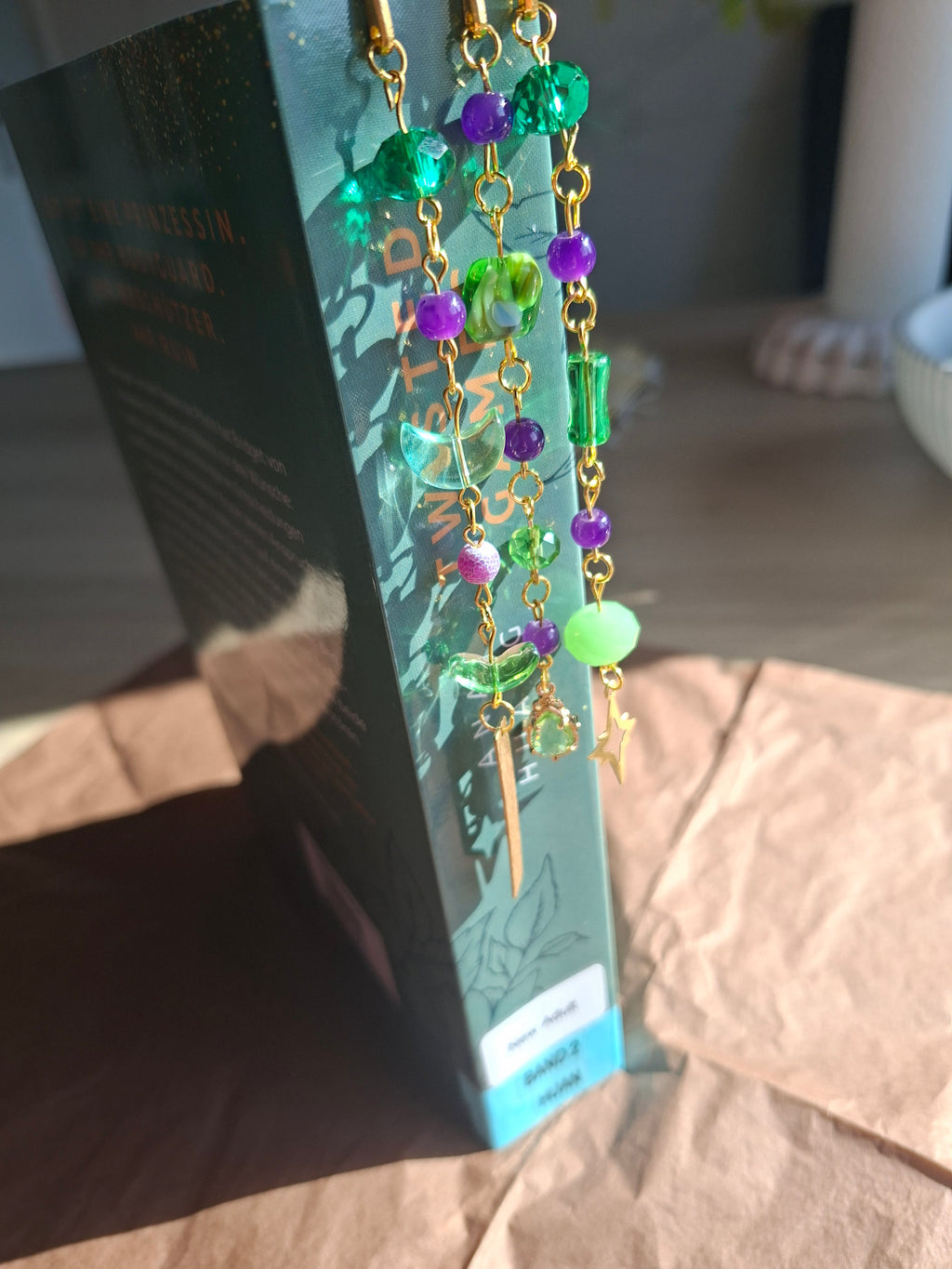 Handmade lesezeichen grün- violett