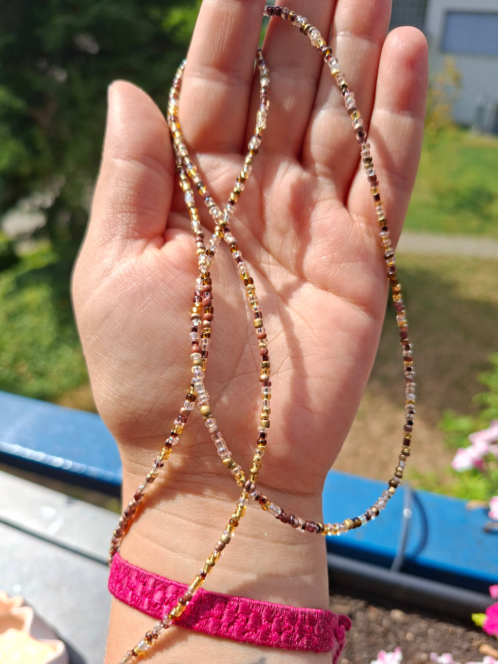 Sonnenbrillenkette braun-gold✨️