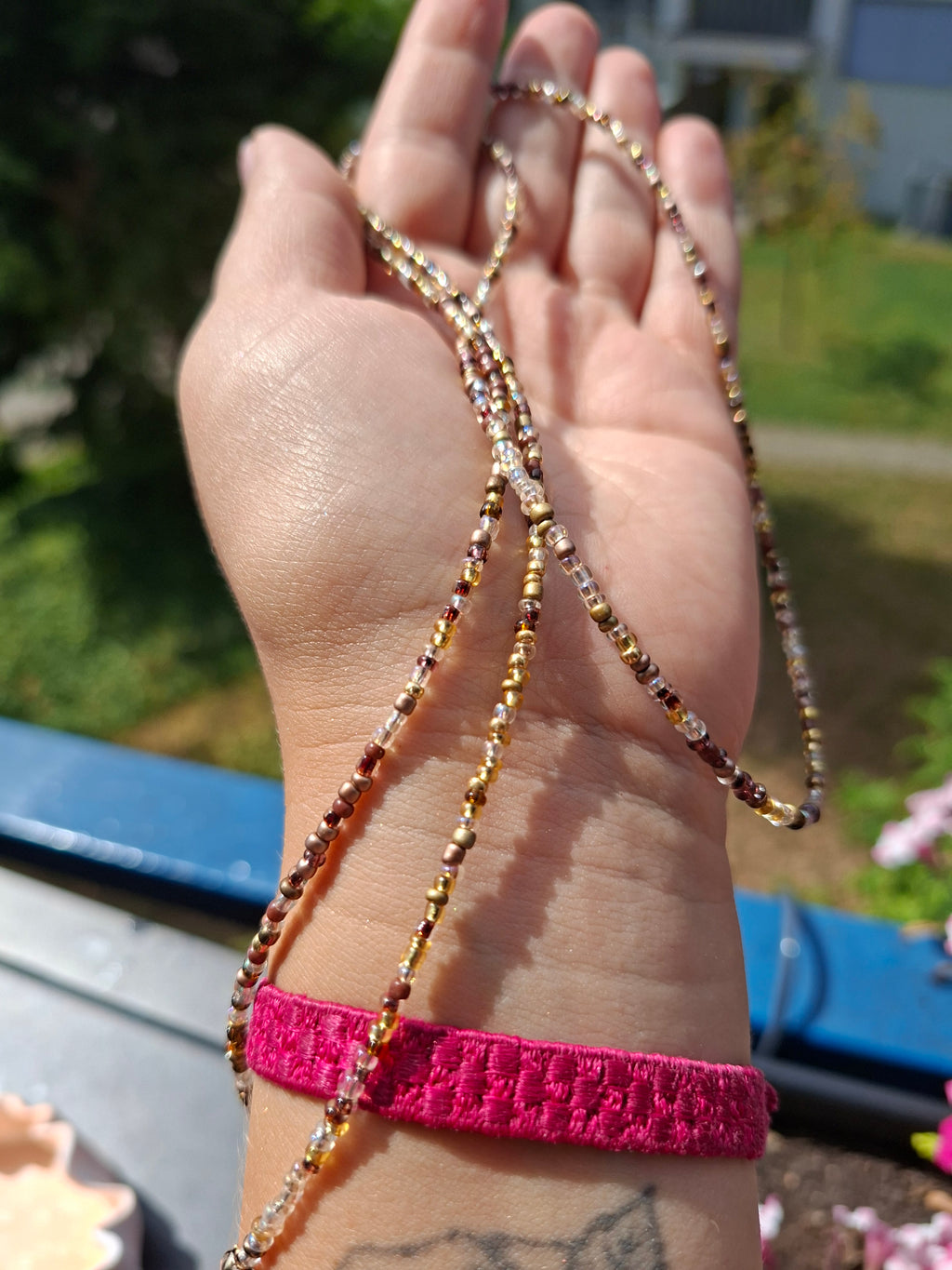 Sonnenbrillenkette braun-gold✨️