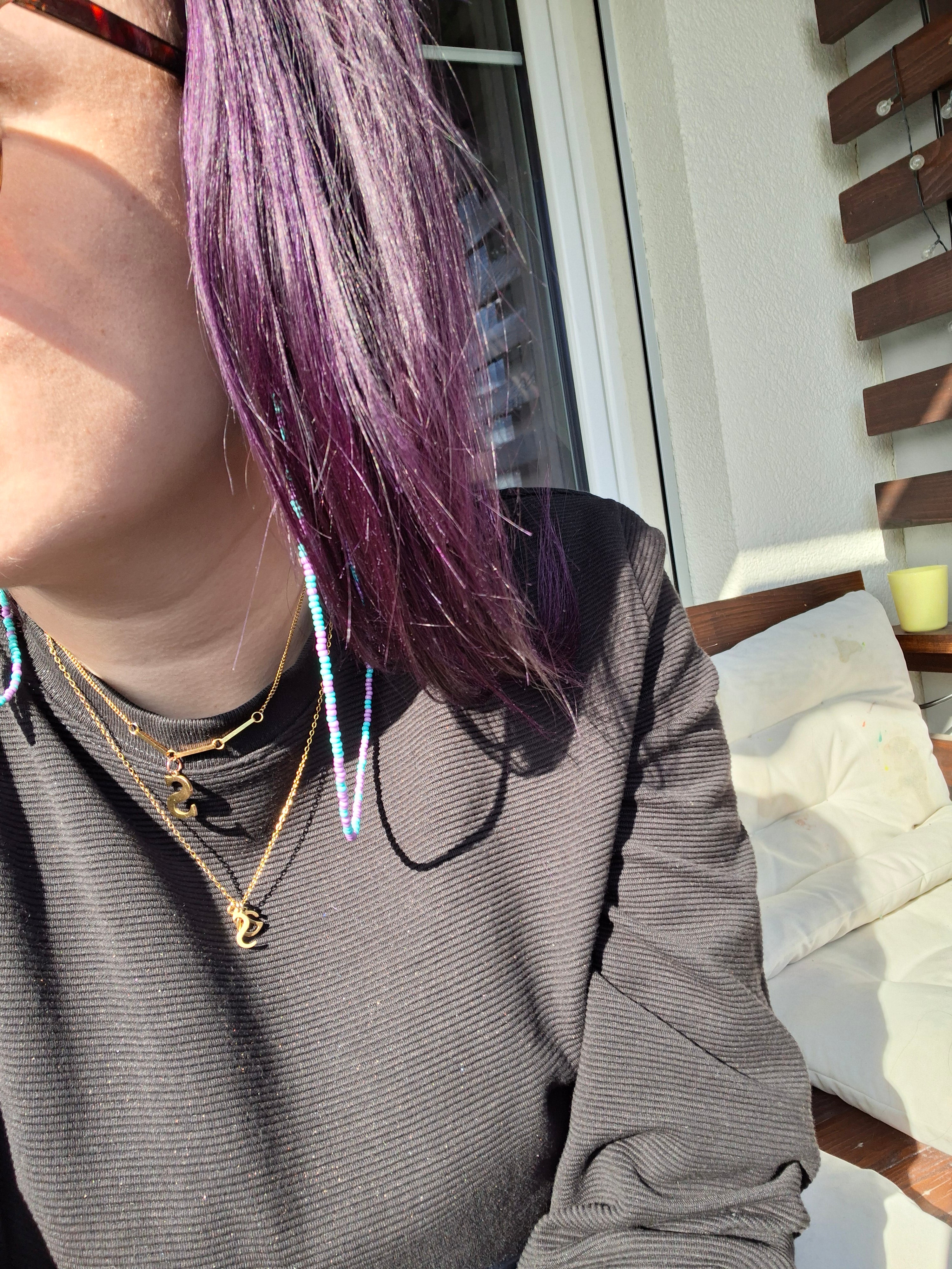 Brillenkette Pastell Türkis & Lila – Handgemacht in der Schweiz