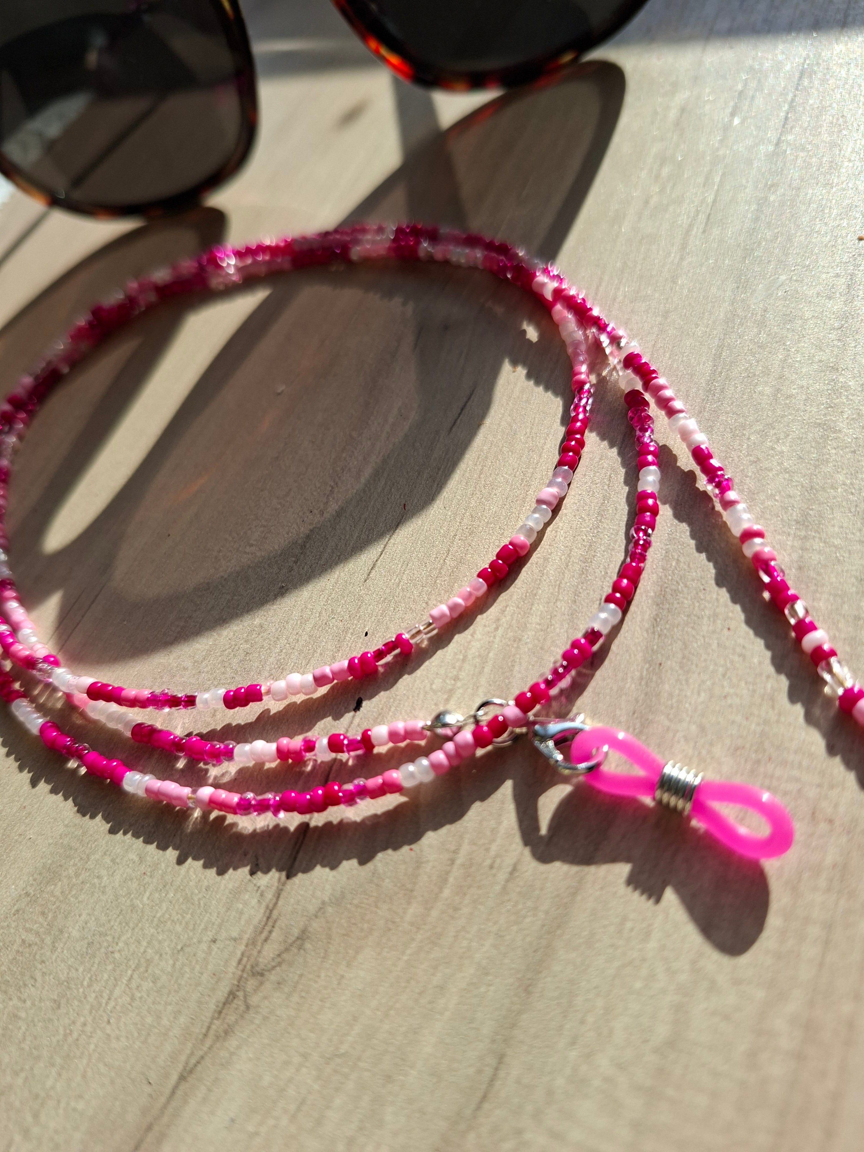 Brillenkette Pink & Rosa – Handgemacht in der Schweiz