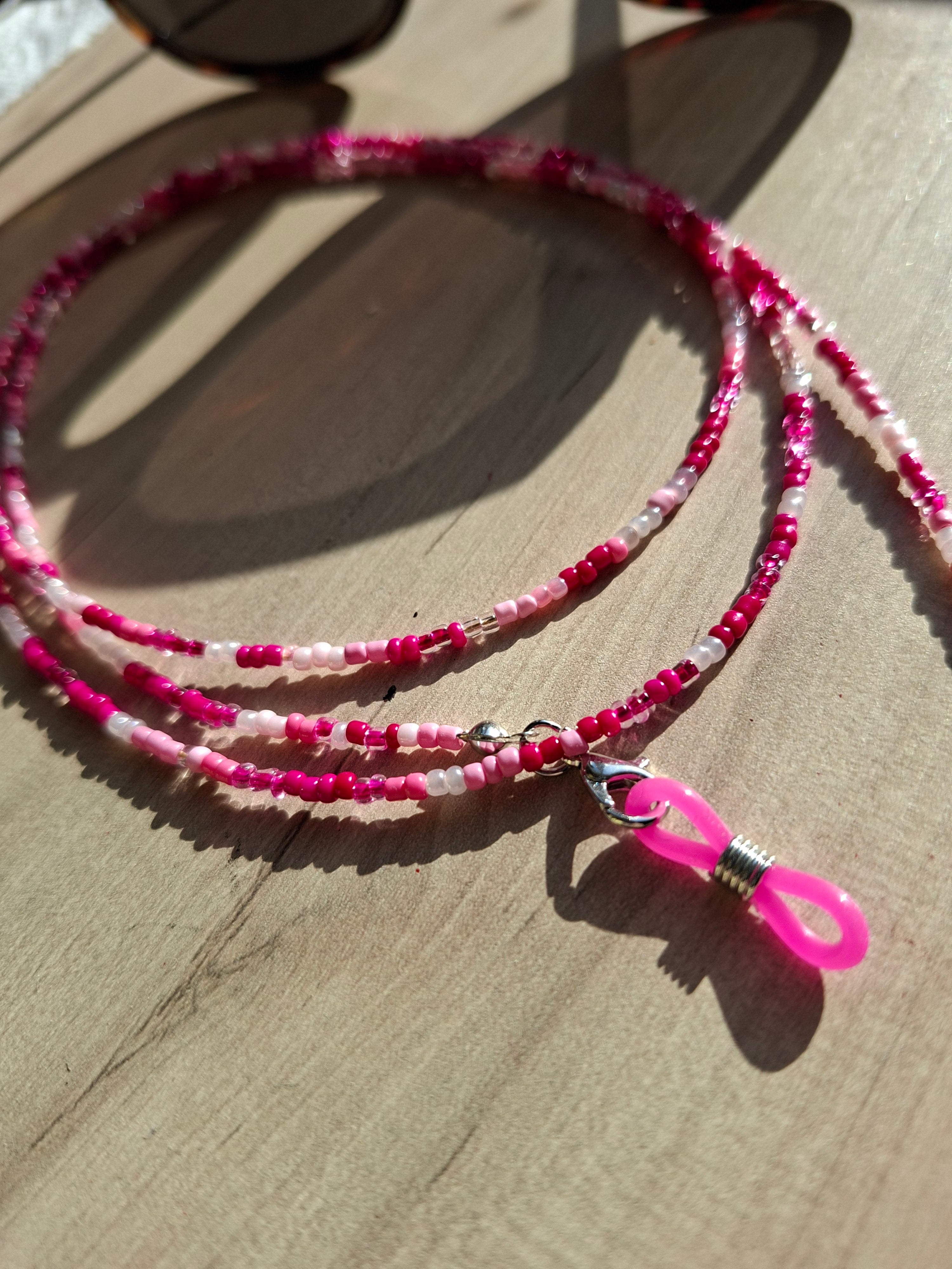 Brillenkette Pink & Rosa – Handgemacht in der Schweiz