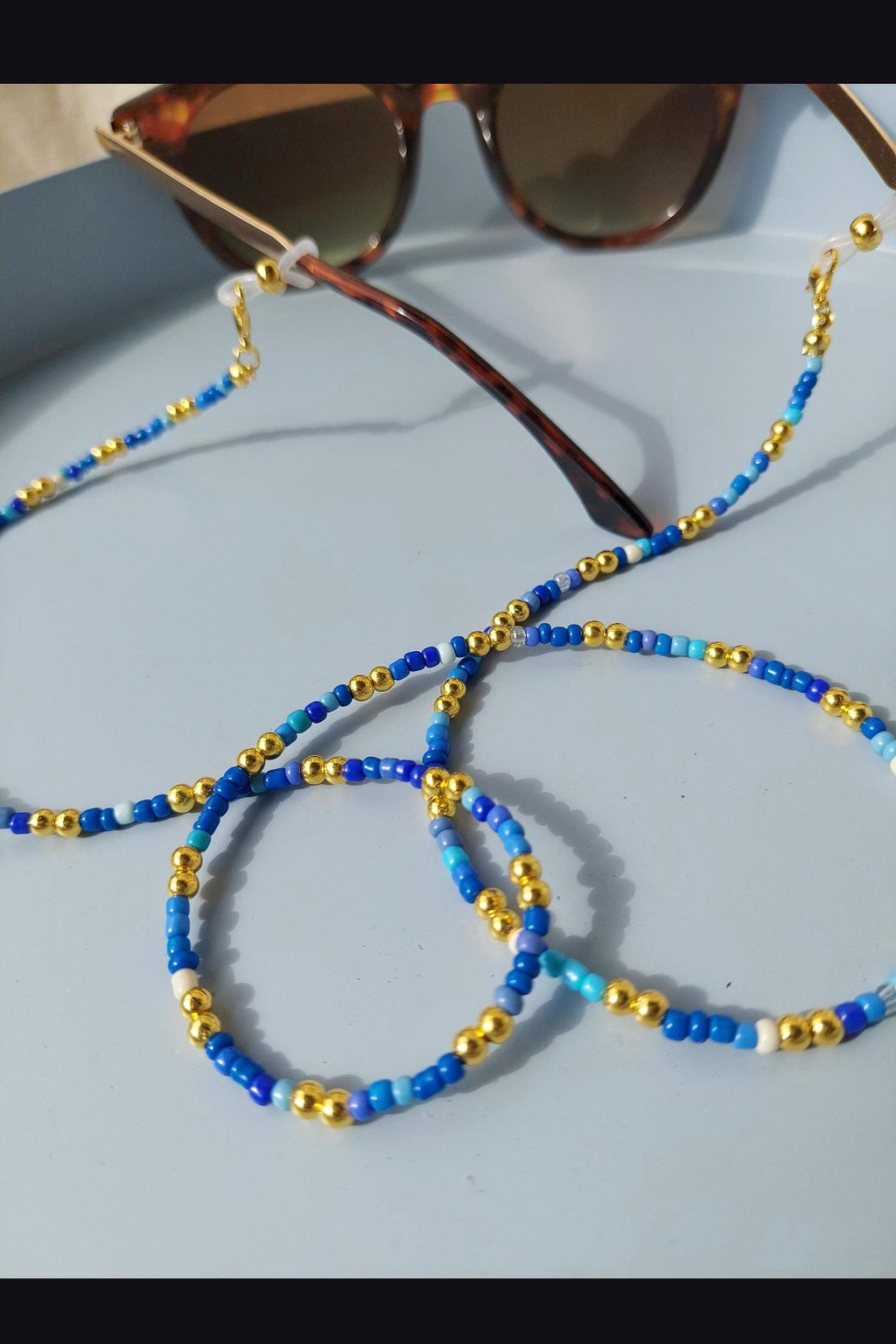 Brillenkette aus Perlen – Blau | Handgemacht