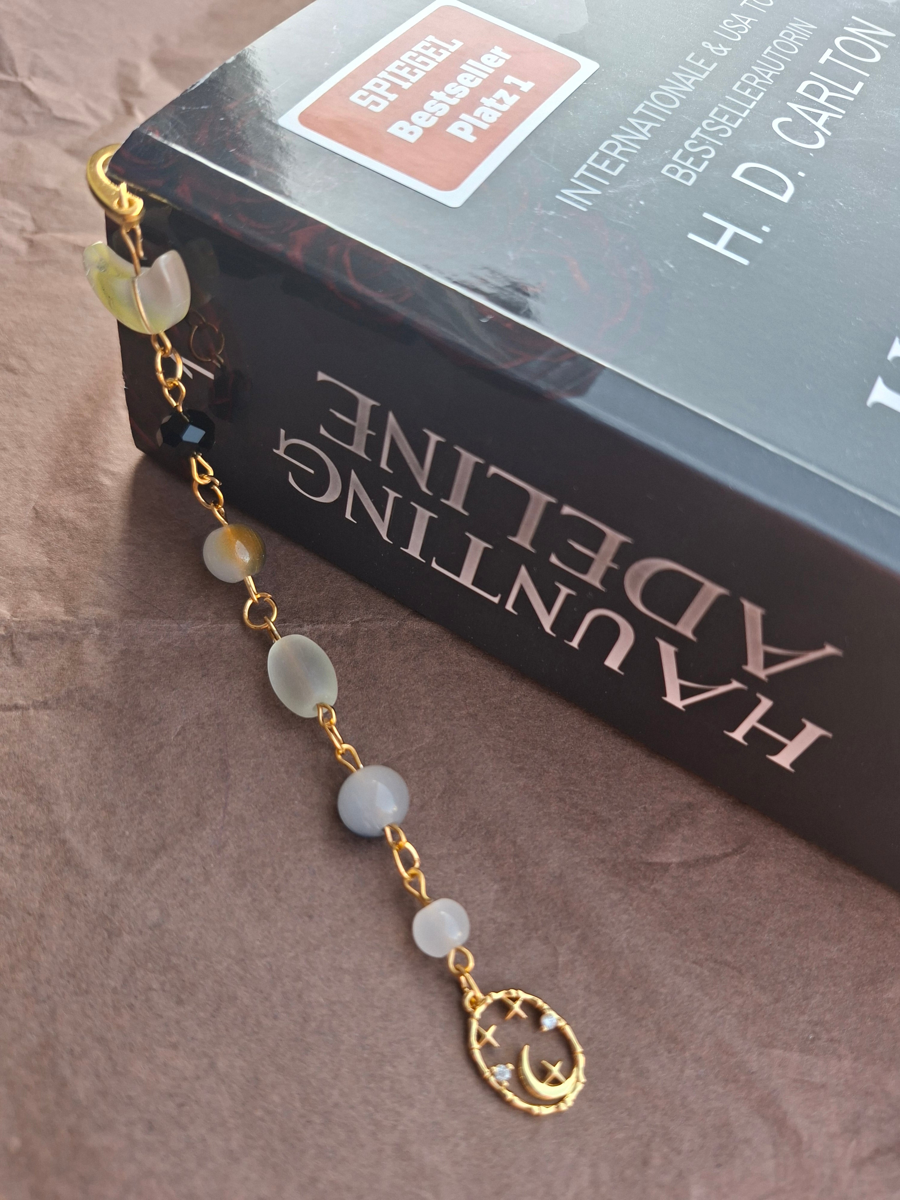 Handmade lesezeichen- weiss gold