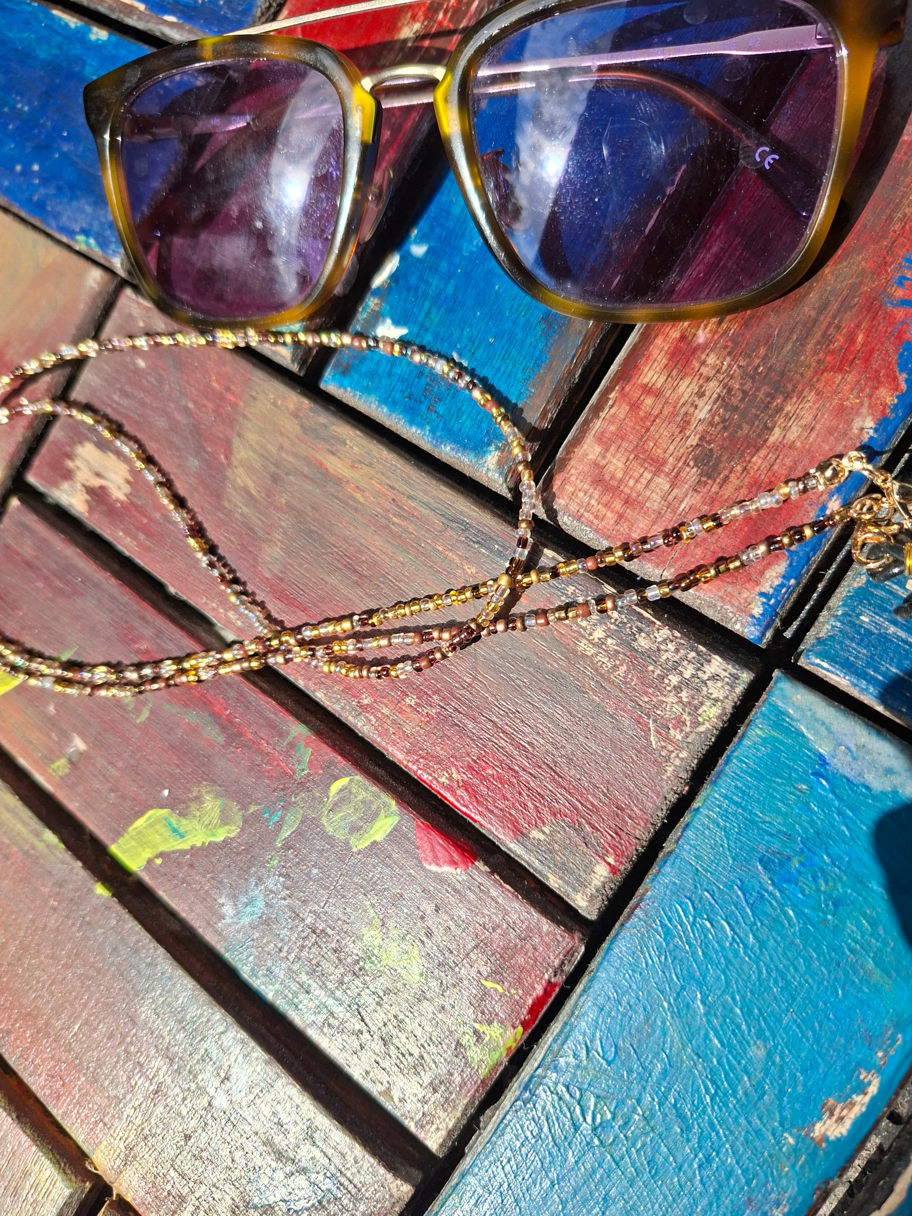 Sonnenbrillenkette braun-gold✨️