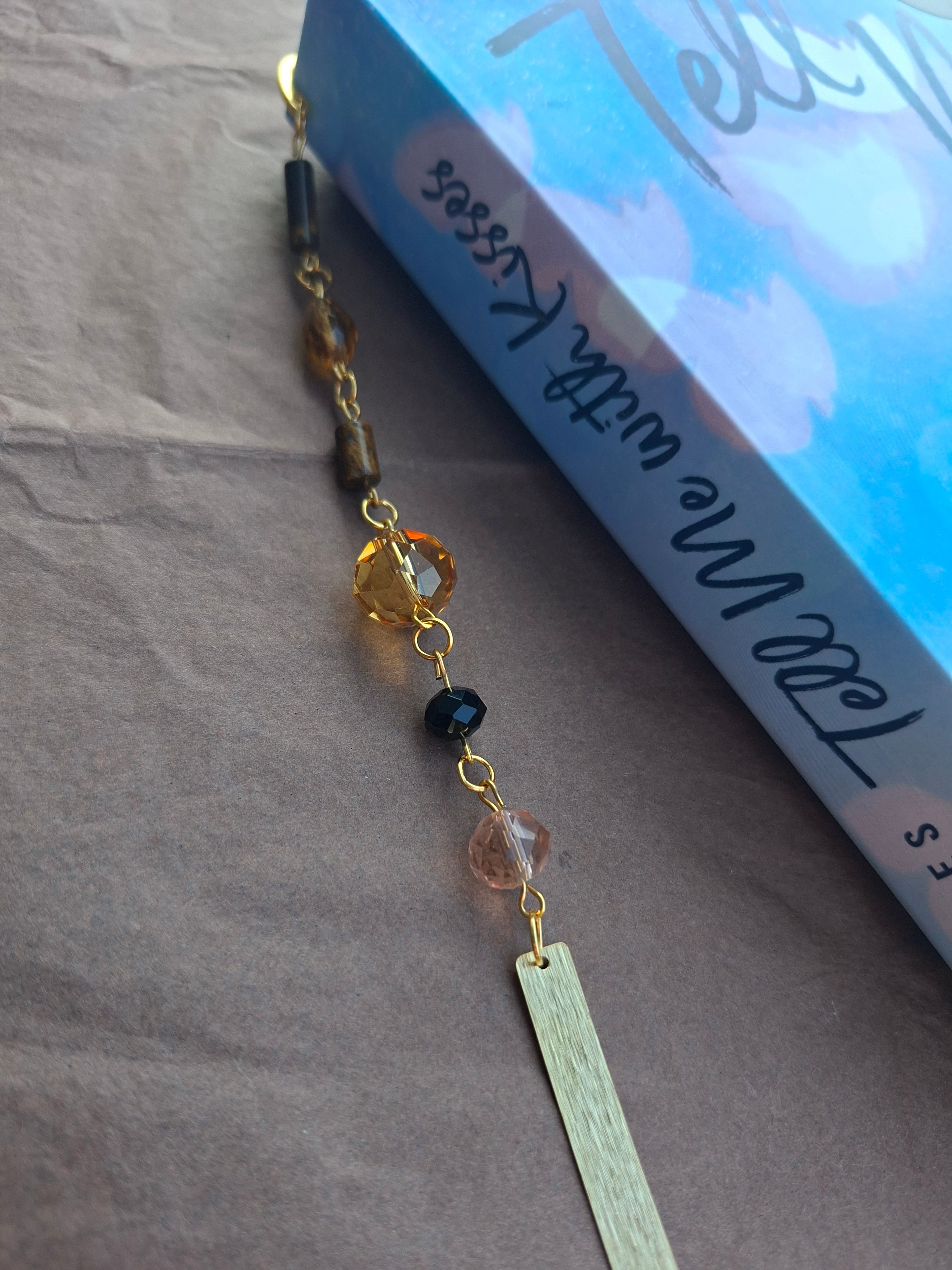 Lesezeichen handmade schwwrz-braun - gold