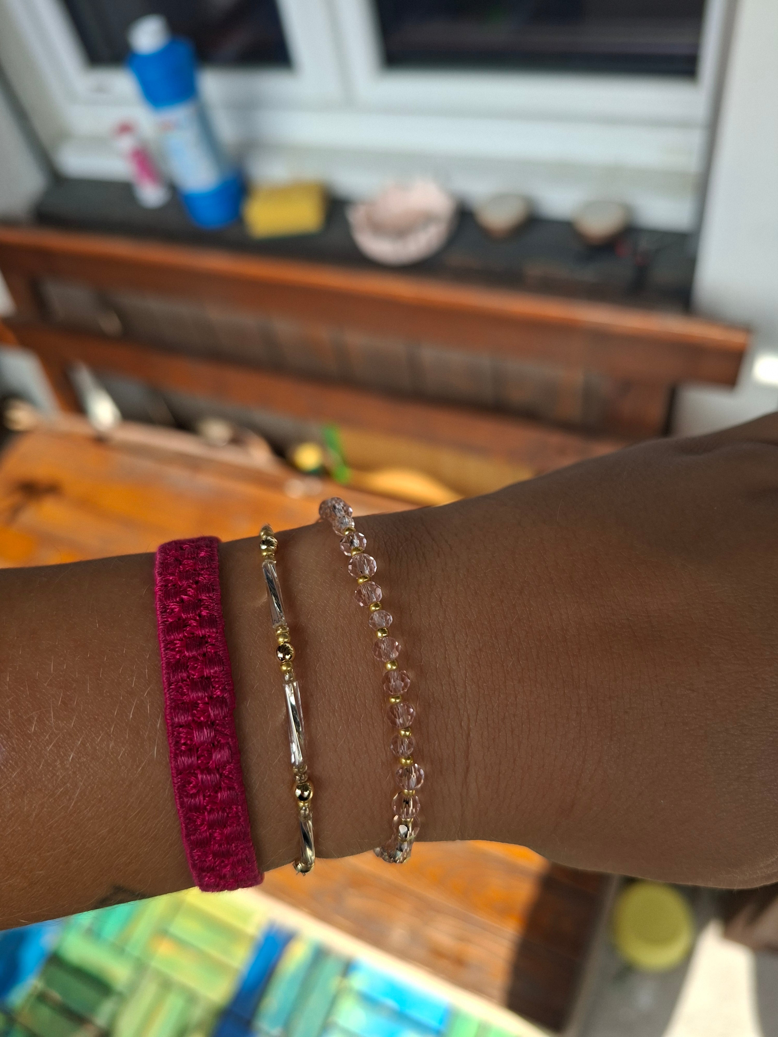 Perlenarmband - feines rosa gold